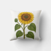 Vintage Sunflower Botanical Throw Pillow クッション (裏面)