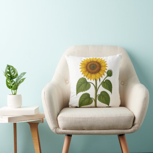 Vintage Sunflower Botanical Throw Pillow クッション (椅子)