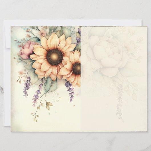 Vintage Sunflower Duo Junk Journal Page (正面)