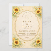 Vintage Sunflower Garden Wedding セーブザデート (正面)