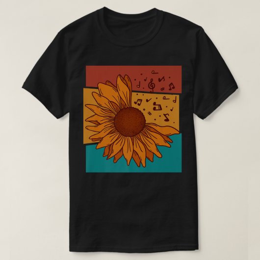 Vintage Sunflower Music Notes3240 Tシャツ (デザイン正面)