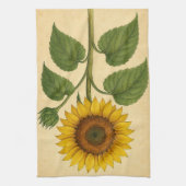 Vintage Sunflower on Weathered Paper キッチンタオル (縦)