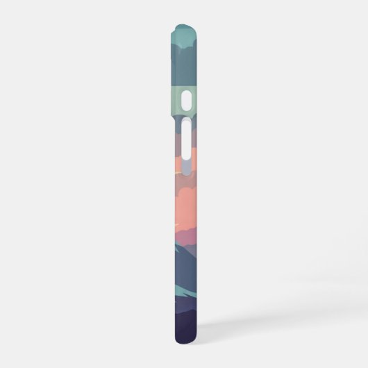 Vintage Sunrise over Mountains iPhone 16ケース (左側面)