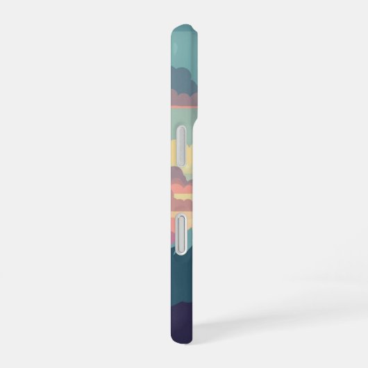 Vintage Sunrise over Mountains iPhone 16ケース (右側面)