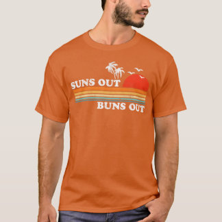 Vintage Suns Out Buns Out Beach Retro Sunset 70s f Tシャツ