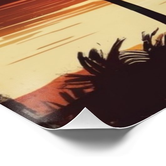 vintage sunset at the beach ポスター (コーナー)