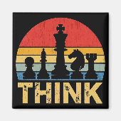 Vintage Sunset Chess Artwork – Inspiring "Think"  マグネット (正面)
