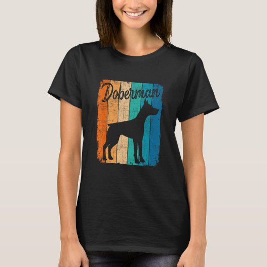 Vintage Sunset Doberman Dog Pet Dog Owner Tシャツ (正面)