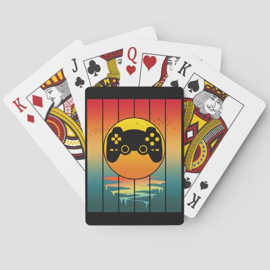 Vintage Sunset Gamer Gaming Computer Game トランプ (裏面)