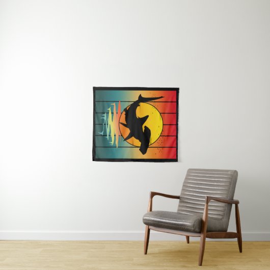 Vintage Sunset Hammerhead Shark  タペストリー (インサイチュ(横))