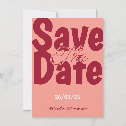 Vintage Sunset Retro Save The Date Card セーブザデート (裏面)