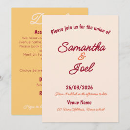 Vintage Sunset Retro Wedding Invitation 招待状