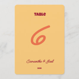Vintage Sunset Retro Wedding Table Number 招待状