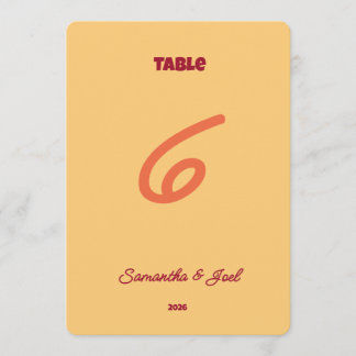 Vintage Sunset Retro Wedding Table Number 招待状