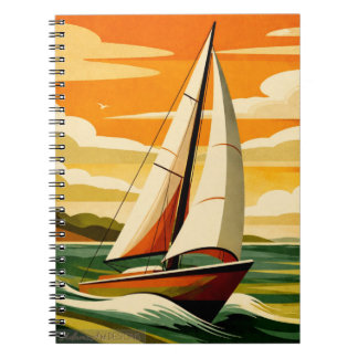 Vintage Sunset Sailboat Ocean Adventure ノートブック