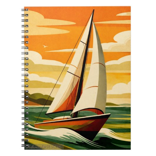 Vintage Sunset Sailboat Ocean Adventure ノートブック (正面)