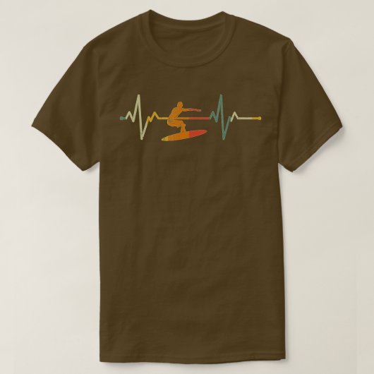 Vintage Surf Surfer Gift Heartbeat Waves Surfing  Tシャツ (デザイン正面)