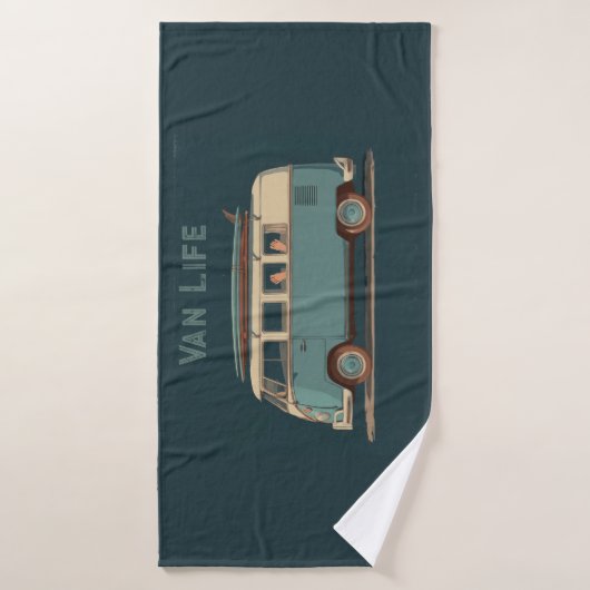 Vintage Surf Van – Retro Camper Design バスタオル (バスタオル)