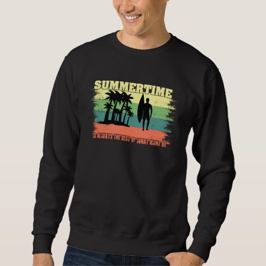 Vintage Surfer Retro Surfing Beach Summer Vacation スウェットシャツ (正面)
