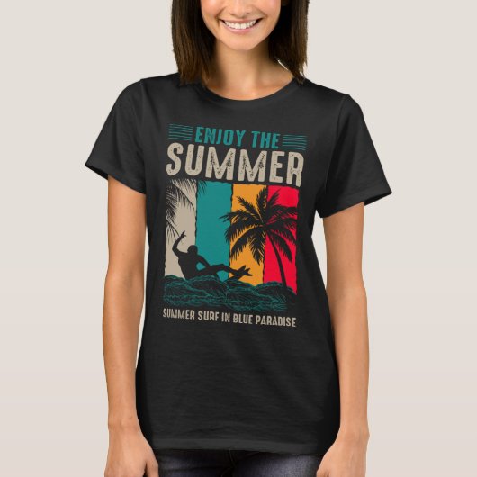 Vintage Surfer Retro Surfing Beach Summer Vacation Tシャツ (正面)