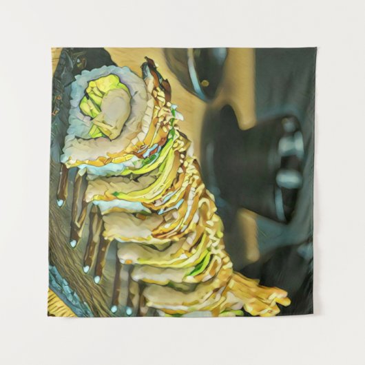 Vintage Sushi gift タペストリー (正面(横))