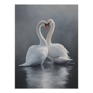 Vintage Swan Art Print ポスター