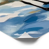 Vintage Swan by Snowy Bridge Christmas Painting ポスター (コーナー)