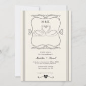 Vintage Swans All In One Monogram Wedding 招待状 (正面)