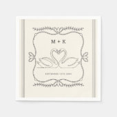 Vintage Swans Stripes Monogram Initials Wedding  スタンダードカクテルナプキン (正面)