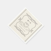Vintage Swans Stripes Monogram Initials Wedding  スタンダードカクテルナプキン (角)