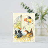 Vintage Swedish Easter Chicken Coop Jenny Nyström シーズンポストカード (スタンド正面)