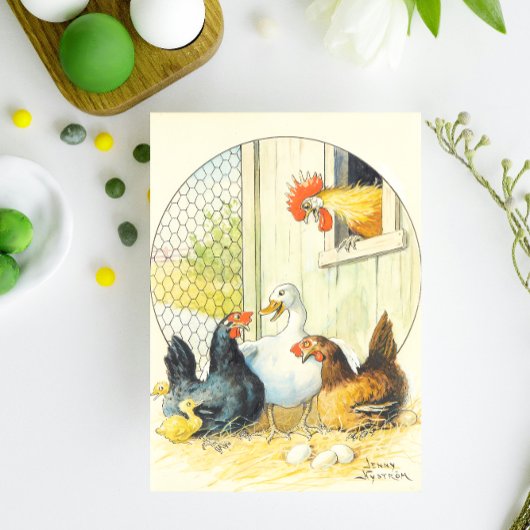 Vintage Swedish Easter Chicken Coop Jenny Nyström シーズンポストカード