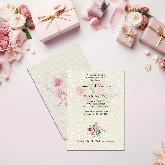 Vintage Sweet Rose Customize Bridal Shower 招待状