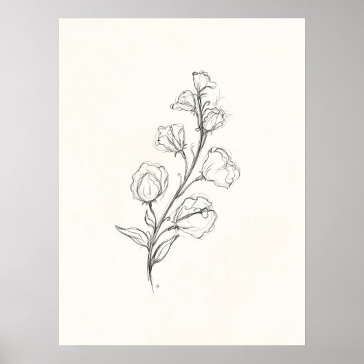 Vintage Sweetpea Print ポスター (正面)