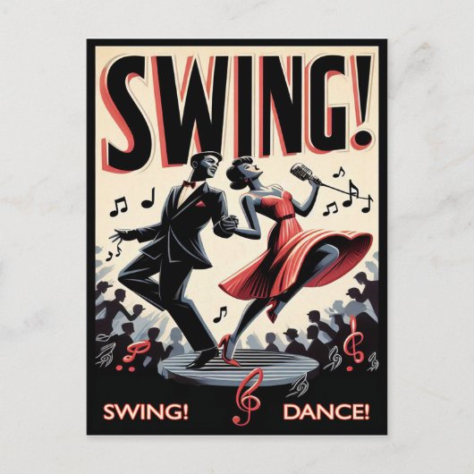 Vintage Swing Dance Night ポストカード (正面)