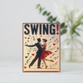 Vintage Swing Dance Night Poster ポストカード (スタンド正面)