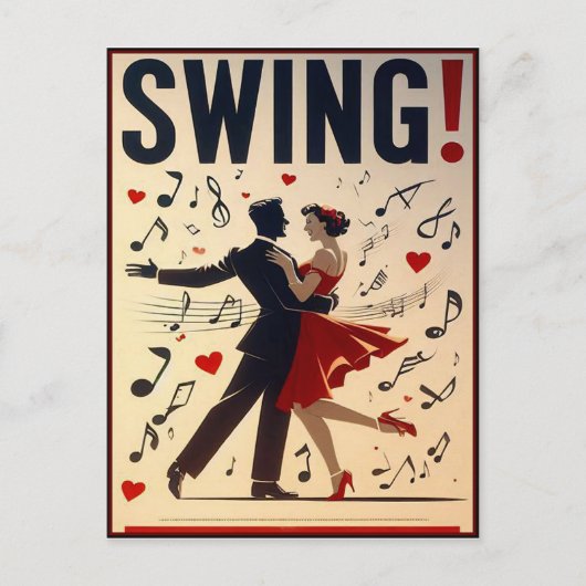 Vintage Swing Dance Night Poster ポストカード (正面)