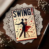 Vintage Swing Dance Night Poster ポストカード