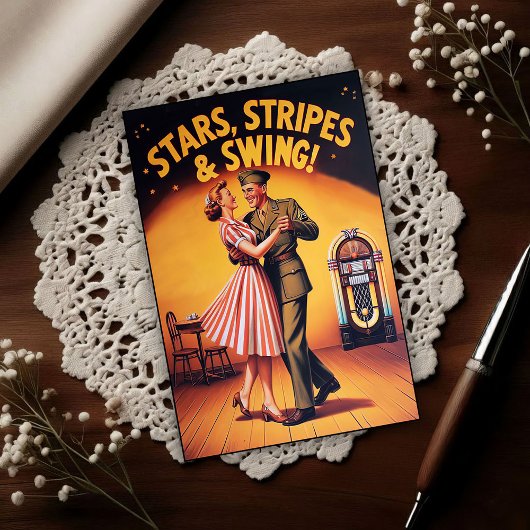 Vintage Swing Dance Salute to Military Service  ポストカード