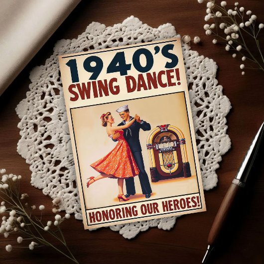 Vintage Swing Dance Salute to Service  ポストカード