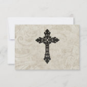 Vintage Swirl Catholic Cross RSVP  (正面)