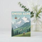 Vintage Swiss Alps Travel ポストカード (スタンド正面)