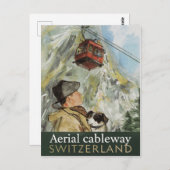 Vintage Switzerland Aerial Cableway Travel ポストカード (正面/裏面)
