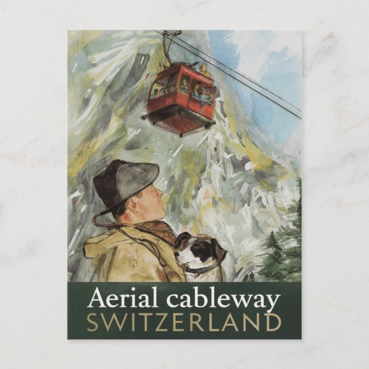 Vintage Switzerland Aerial Cableway Travel ポストカード (正面)