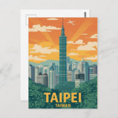 Vintage Taipei Taiwan Travel Poster ポストカード (正面/裏面)