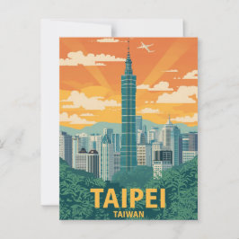 Vintage Taipei Taiwan Travel Poster ポストカード