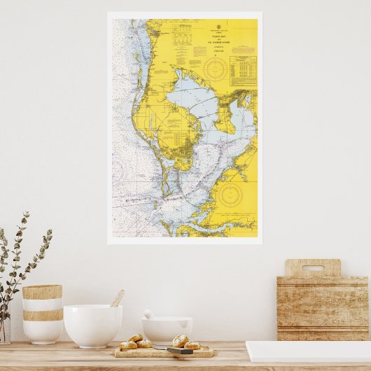 Vintage Tampa Bay nautical chart ポスター (キッチン)