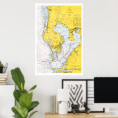 Vintage Tampa Bay nautical chart ポスター (ホームオフィス)