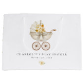 Vintage Tan Carriage Baby Shower Gift Bag ラージペーパーバッグ (正面)
