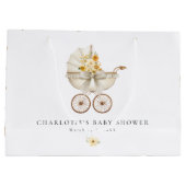 Vintage Tan Carriage Baby Shower Gift Bag ラージペーパーバッグ (裏面)